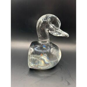 RARE Crystal duck bookend figurine high quality Dimpled Eyes